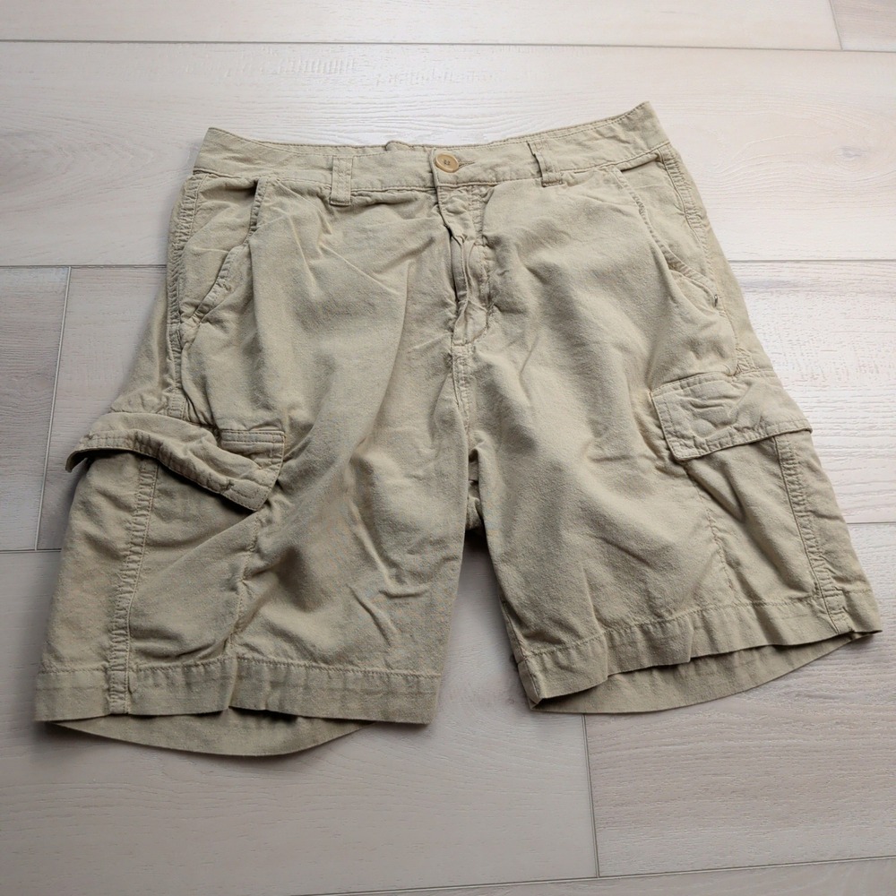 Osklen Rio de Janeiro Cargo Shorts Mens 30 Cotton Linen Tan Khaki Utility Casual